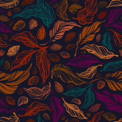 Vintage seamless pattern. Vector autumn art forest