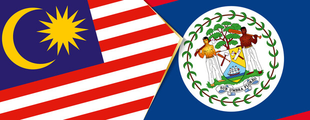 Malaysia and Belize flags, two vector flags.