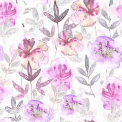 Seamless abstract watercolor floral pattern. Hand drawing background. Fashionable floral design. Background for textile, paper and other print and web projects.