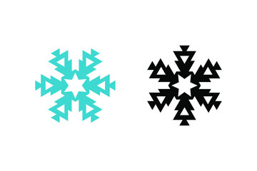Snowflakes concept with light blue color and black, geometric christmas ornaments. Very suitable in various business purposes, also for icon, symbol and many more.