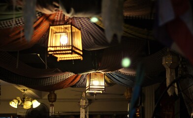 Lantern light in a market 