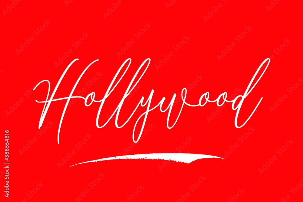 Fototapete hollywood cursive typography white color text on red background