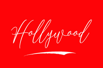 Hollywood Cursive Typography White Color Text On Red Background