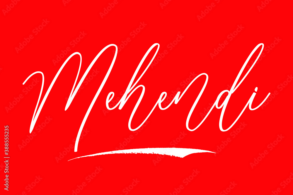 Fototapete mehendi cursive typography white color text on red background