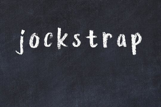 College chalk desk with the word jockstrap written on in
