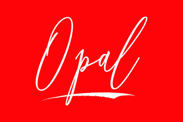 Opal Cursive Typography White Color Text On Red Background