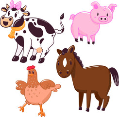 Cartoon Farm Animals Pack Vector
