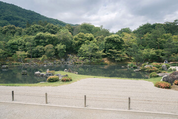 Fototapeta na wymiar Traditional Japanese garden and Japanese rock garden in Tenryū-ji Temple