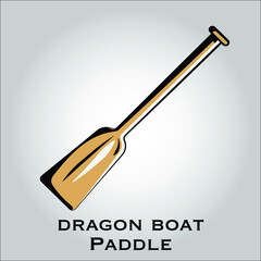 Wooden paddle flat icon for Dragon boat festival. Traditional Asian Style Pattern. Happy Dragon Boat. Spaces for your text.