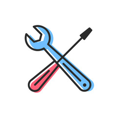 Service repair icon concept. Wrench and Screwdriver vector icon. 
