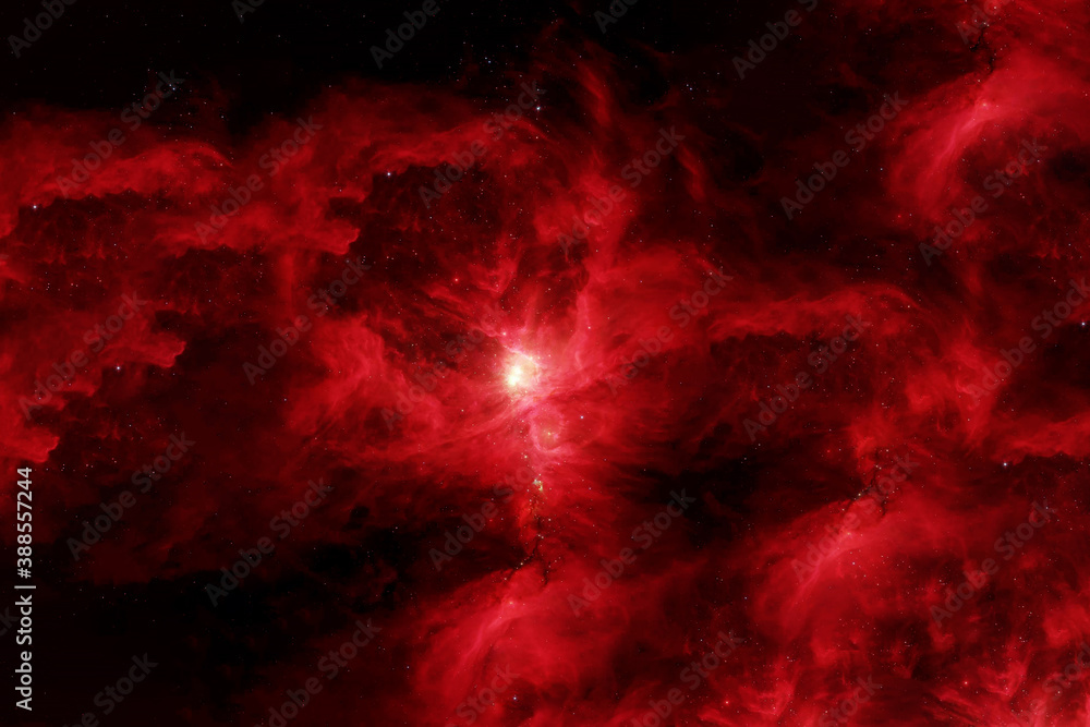 Wall mural red galaxy with stars and nebulae. elements of this image furnished by nasa were.