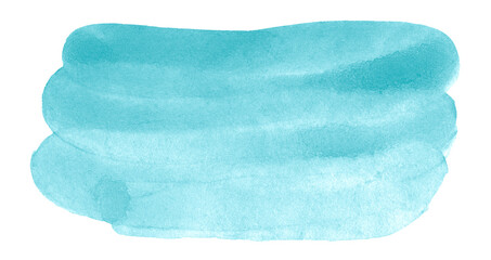 Sea blue watercolor stain with defined borders. Isolated spot. Ready frame for design, posters, templates, postcards.