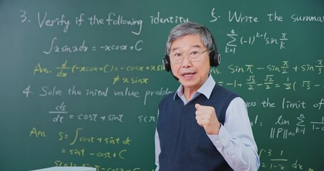 Senior professor teaching online - Powered by Adobe