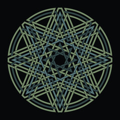 Octagram vector pattern with circular circle and floral geometric background inside octagon
