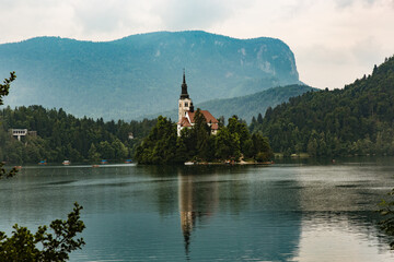 Fototapeta na wymiar Fairytale Castle at Lake Bled, Slovenia