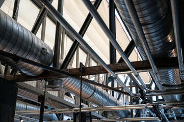 Ceiling structure with steel ventilation pipe and pipe systems