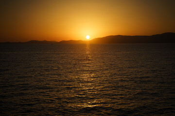 Beautiful orange sunset by the sea in Mallorca, Spain