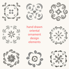 Vector hand painted ornametal design set
