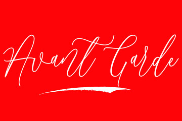 Avant Garde Cursive Calligraphy/Typography White Color Text On Red Background