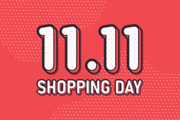 11.11 Shopping day, text marketing banner pastel design. Vector illustration