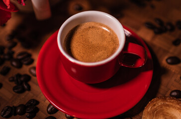 cup of coffee with beans, espresso