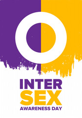 Intersex Awareness Day. Human Rights. Internationally observed event. Celebrate annual in October 26. Intersex people community. Freedom and solidarity. Poster, card, banner and background. Vector