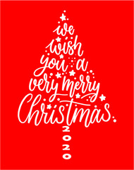 We wish you a Merry Christmas text. Calligraphy text for greeting cards 2020 on red background