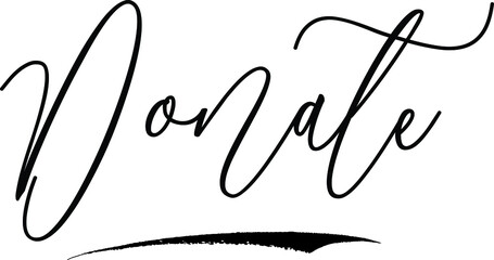 Donate Calligraphy Black Color Text On White Background