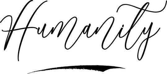 Humanit Calligraphy Black Color Text On White Background