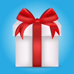 Gift box with a bright red bow. Holiday gift. Element for your design. Vector illustration