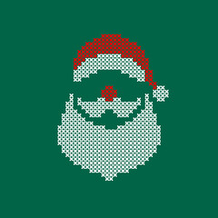 Abstrakter Weihnachtsmann Stickerei Rot Weiß Dunkelgrün