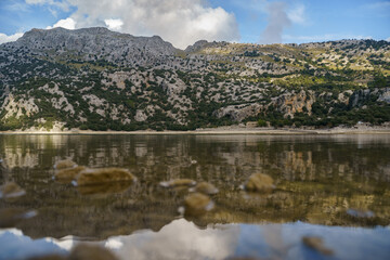 Beautiful landscape of Lake Gorg Blau in Mallorca, Spain	