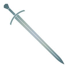 Sword vector illustration icon. Military or heraldry symbol. Protection and security sign. Medieval or knight weapon. Fantasy longsword fencing logo. Clip-art silhouette.