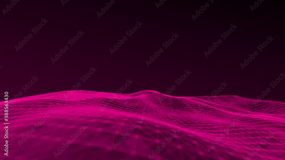 Poster purple digital abstract plexus waves, animated background