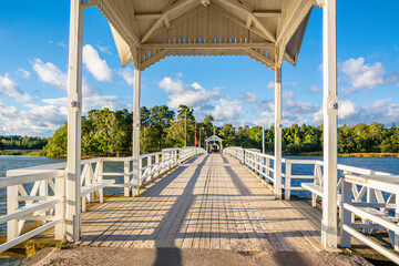 View of Seurasaari Bridge in summer, Helsinki, Finland