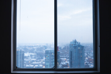 Fototapeta na wymiar Winter view from an apartment window