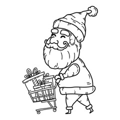 Santa claus vector on white background.Santa claus with gift in christmas day.Christmas for Coloring book