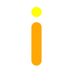 Yellow with orange letter I on white background, icon or logo for use in design.