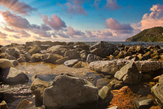 La Herradura town beach at sunset Granada Spain fantasy