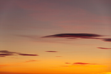 Beautiful autumn sky at sunset pink orange purple color