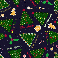 Fototapeta na wymiar seamless pattern with christmas trees