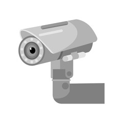 Oval gray security camera on a white background. Surveillance equipment for protection, security and surveillance, in flat design style