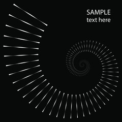 White abstract rotated lines in spiral form. Vector illustration. Trendy design element for logo, tattoo, sign, symbol, web, prints, posters, template, pattern and abstract background