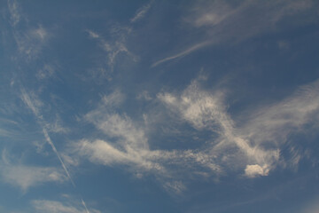Naklejka na ściany i meble The vast blue sky and clouds sky. blue sky background with tiny clouds.
