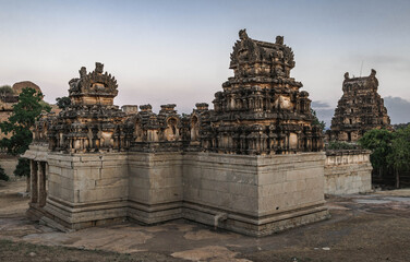 the temple complex of Rama on Mount Malevanta in Hampi and the meeting place for dawn