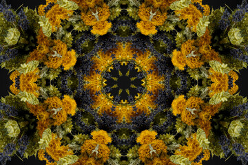 abstract colorful seamless pattern with floral motifs from flowers and leaves