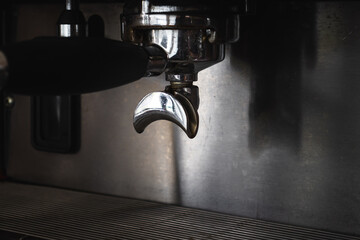 cafeteria professional Coffee machine espresso closeup