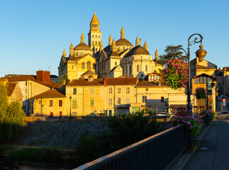 Early morning in the city of Perigueux. Cathedral of Saint-Front. France