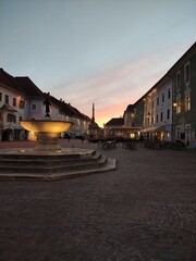 sunset in an old town