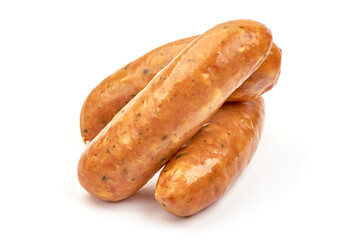 German bratwurst sausages, isolated on white background